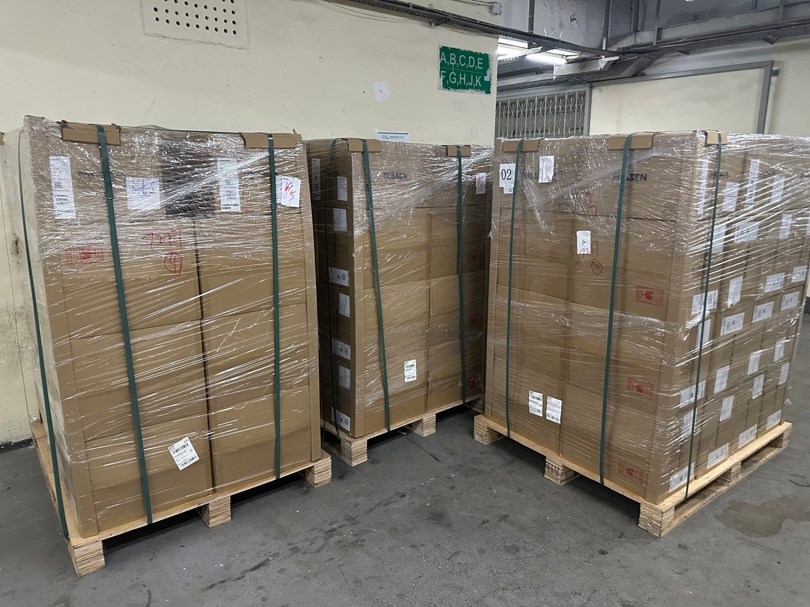 Industrial automation parts on warehouse shelves